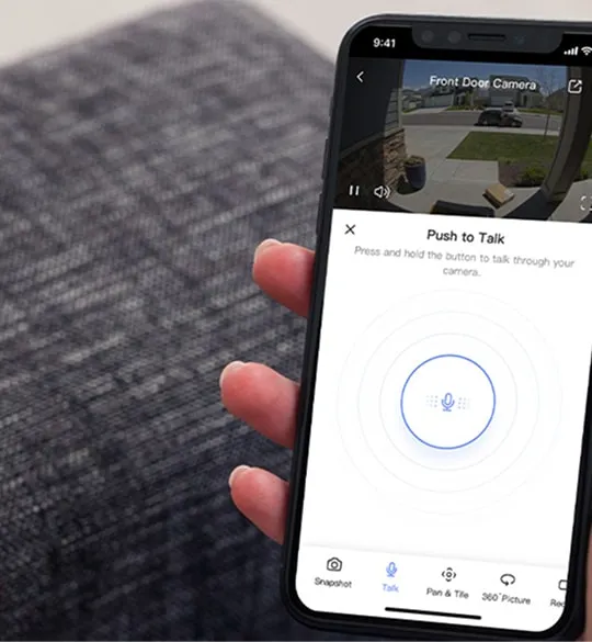 Smartphone showing a live video doorbell call